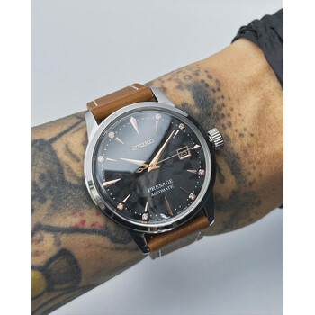 Custom Seiko Mod • Black Sakura Rose Gold Diamond Presage • 40.5mm
